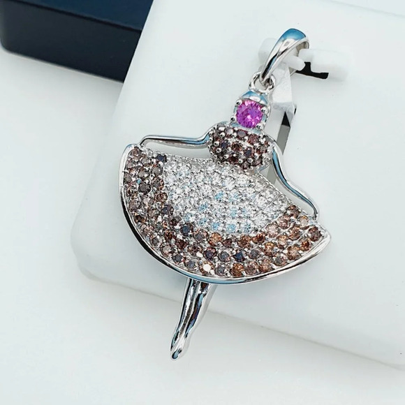 925 Sterling Silver Cubic Zirconia Pendant, UU1P6A6039 - Picture 2 of 8